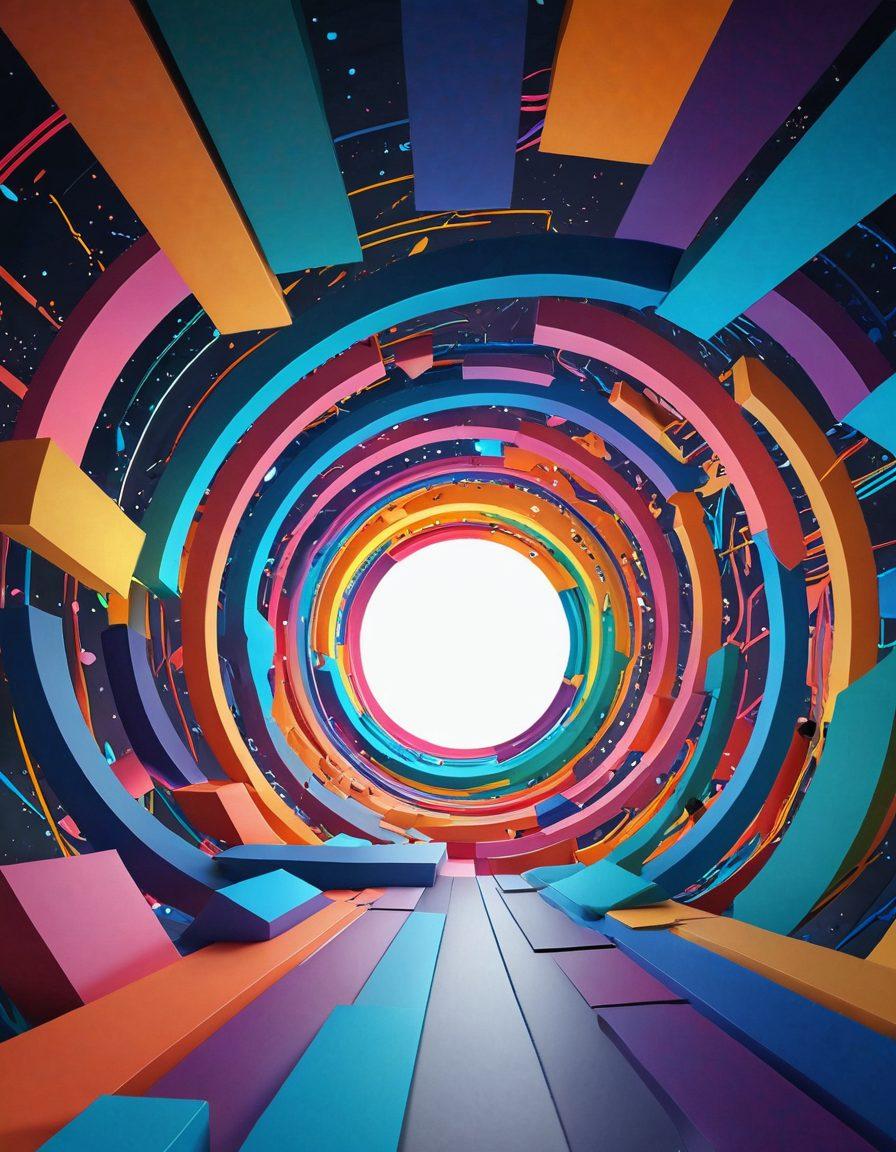 A futuristic digital landscape depicting diverse web browsers as colorful portals, with vibrant data streams flowing between them, symbolizing the latest trends in web browsing. Include icons representing online privacy, speed, and user experience. The background should blend abstract shapes and technology motifs, creating an immersive atmosphere. super-realistic. vibrant colors. 3D.
